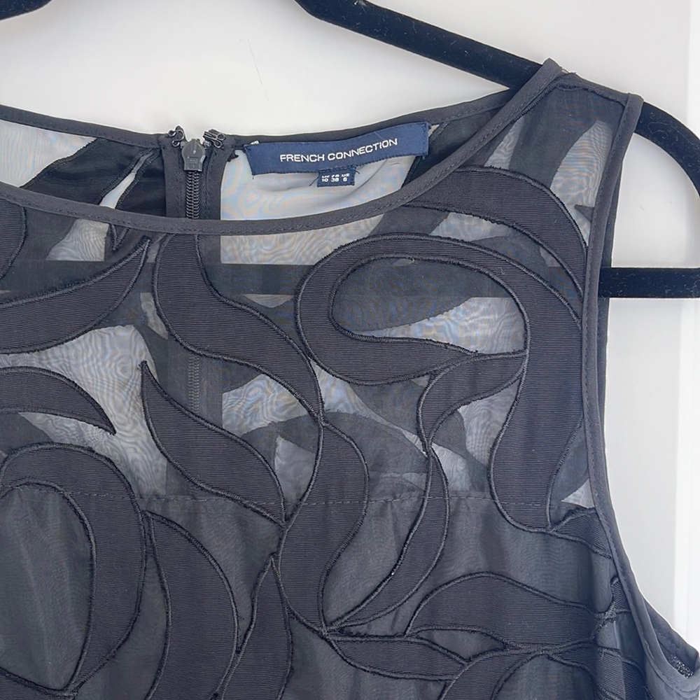 French Connection black shell embroidered dress.